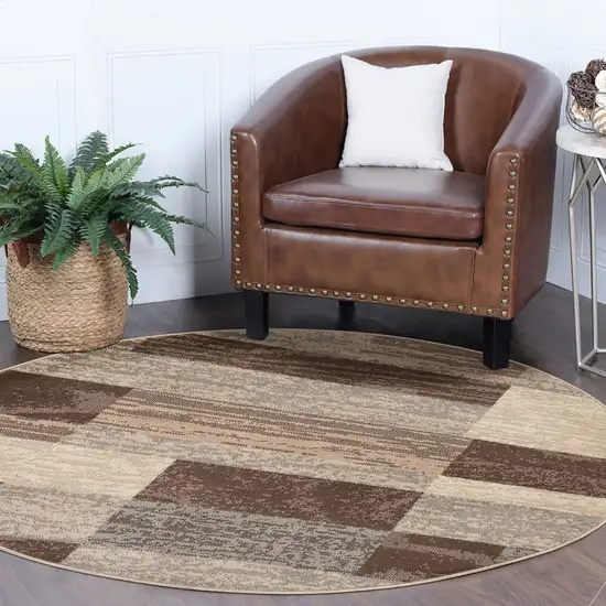Slate Round Patchwork Power Loom Stain Resistant Area Rug Photo 4
