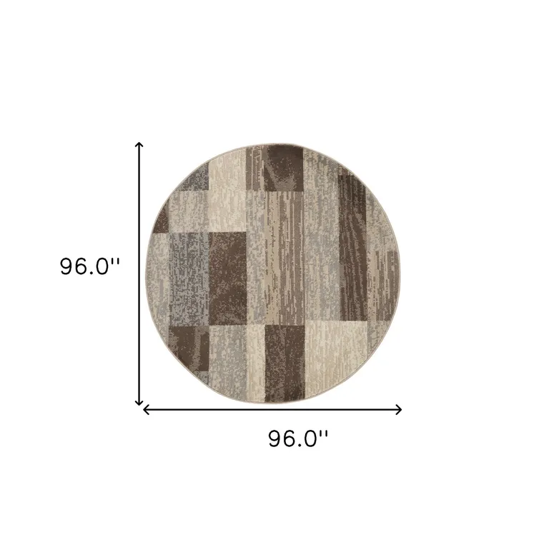 Slate Round Patchwork Power Loom Stain Resistant Area Rug Photo 2