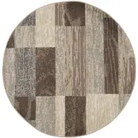 Photo of Slate Round Patchwork Power Loom Stain Resistant Area Rug