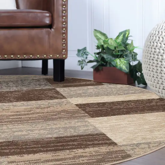 Slate Round Patchwork Power Loom Stain Resistant Area Rug Photo 6