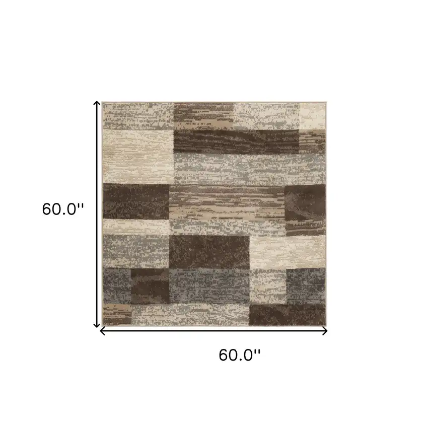Slate Square Patchwork Power Loom Stain Resistant Area Rug Photo 9