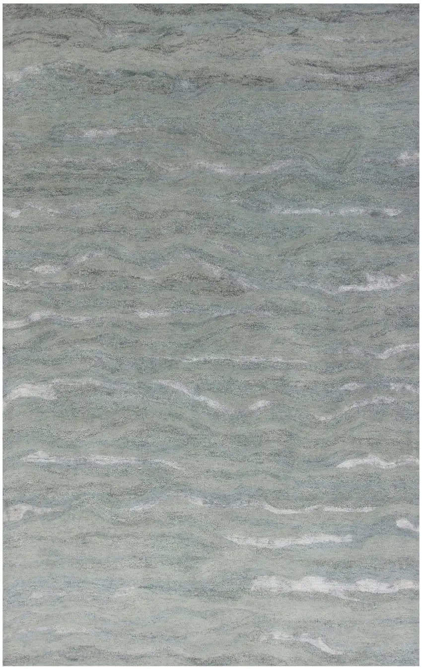 Slate Gray And Ivory Wool Abstract Hand Tufted Area Rug Photo 2