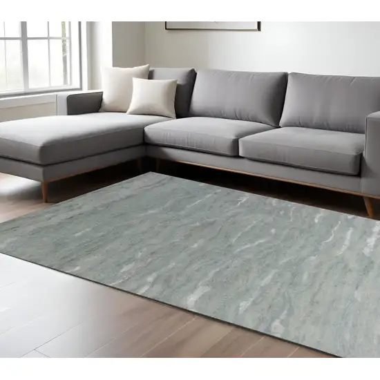 Slate Gray And Ivory Wool Abstract Hand Tufted Area Rug Photo 1