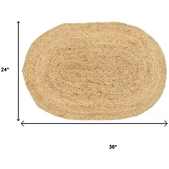 Natural Jute Hand Braided Oval Rug Photo 3