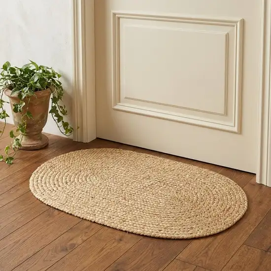 Natural Jute Hand Braided Oval Rug Photo 1