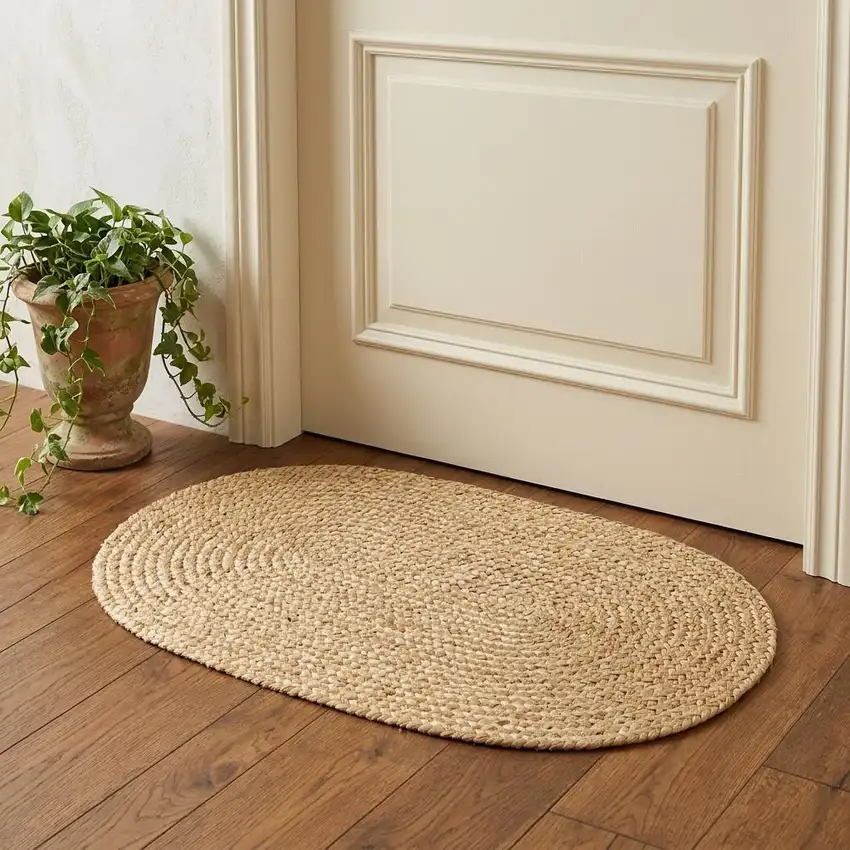 Natural Jute Hand Braided Oval Rug Photo 1