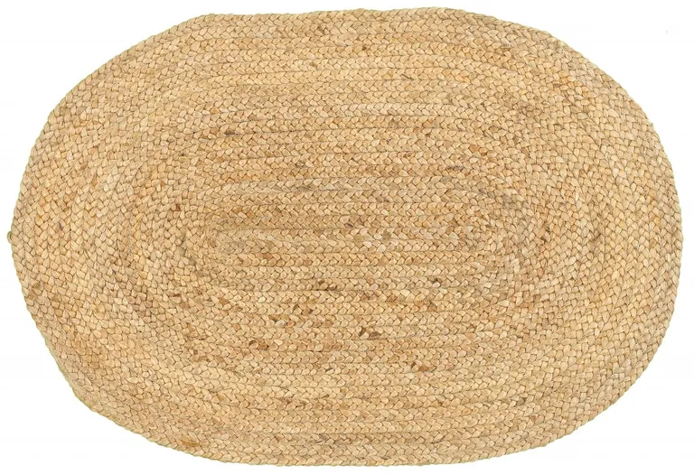 Soft Beige Braided Scatter Rug Photo 1