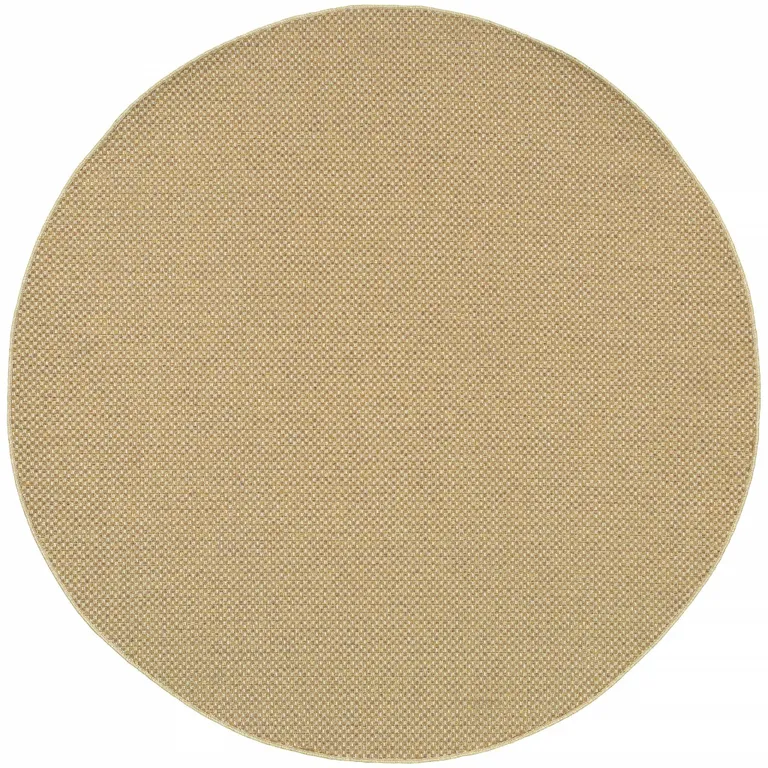 Solid Sand Beige Indoor Outdoor Area Rug Photo 1