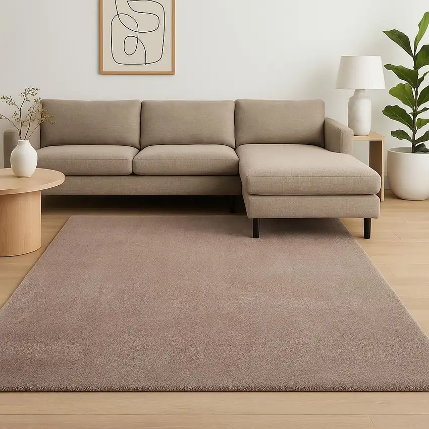 Beige Shag Hand Woven Area Rug Photo 1