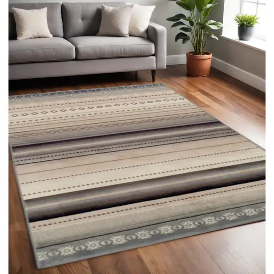 Gray Brown And Ivory Geometric Area Rug Photo 1