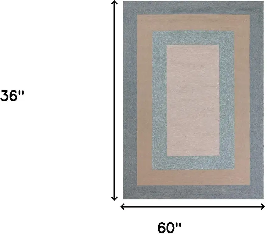 Blue and Beige Handmade Indoor Outdoor Area Rug Photo 3