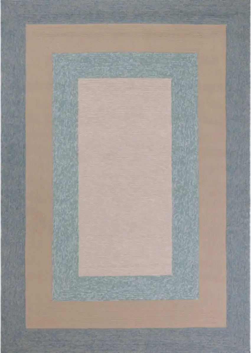 Blue and Beige Handmade Indoor Outdoor Area Rug Photo 1