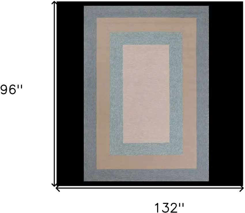 Blue and Beige Handmade Indoor Outdoor Area Rug Photo 8