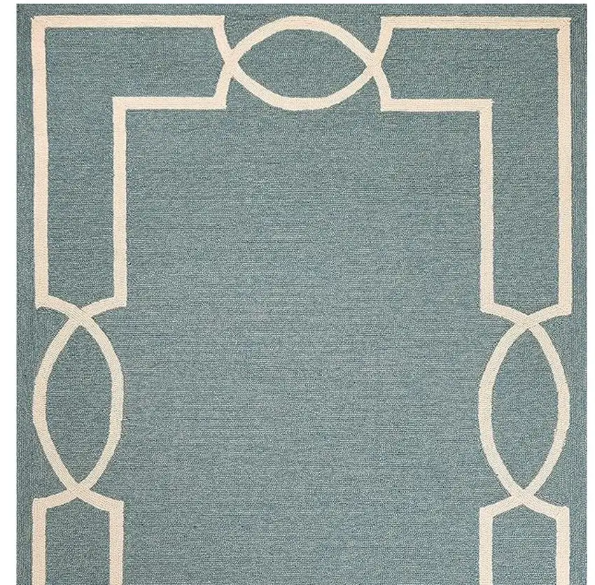 Gray and Ivory Round Handmade Indoor Outdoor Area Rug Photo 5