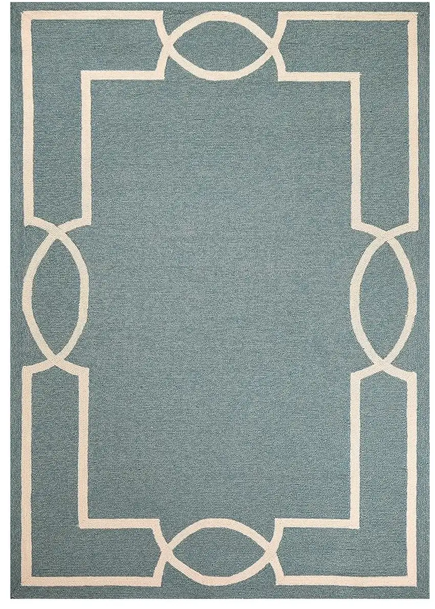 Gray and Ivory Round Handmade Indoor Outdoor Area Rug Photo 2