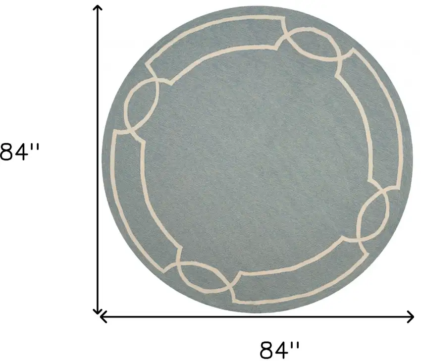 Blue Round Indoor Outdoor Area Rug Photo 3