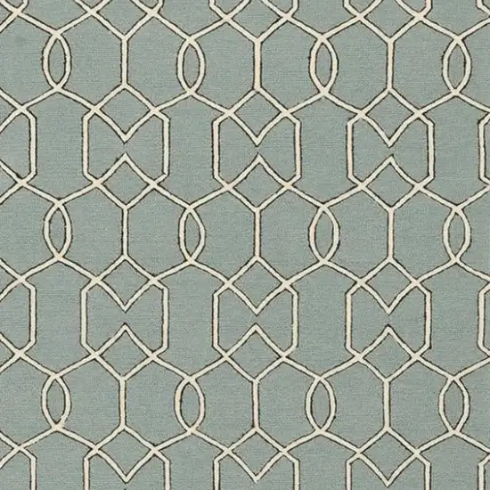 Green and Ivory Geometric Hand Hooked Area Rug Photo 4