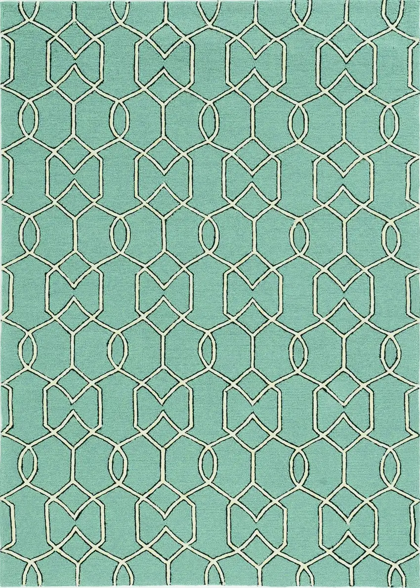 Spa Geometric Trellis UV Treated Indoor Area Rug Photo 1