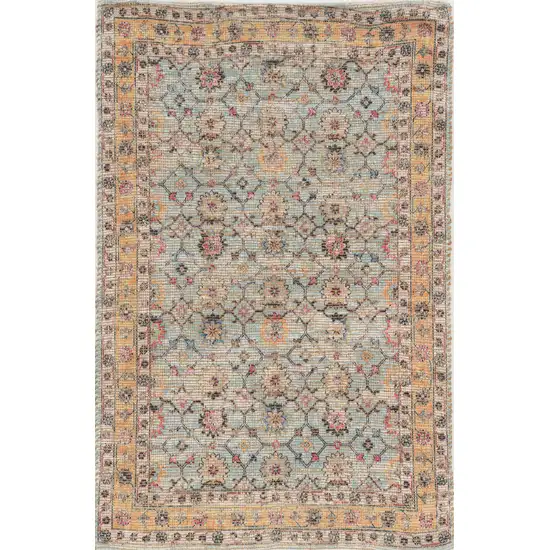 Spa Green Hand Woven Floral Indoor Accent Rug Photo 1