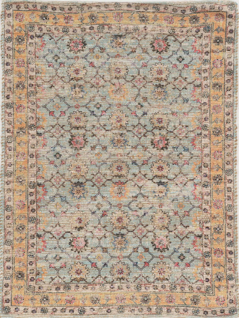 Spa Green Hand Woven Floral Indoor Accent Rug Photo 2