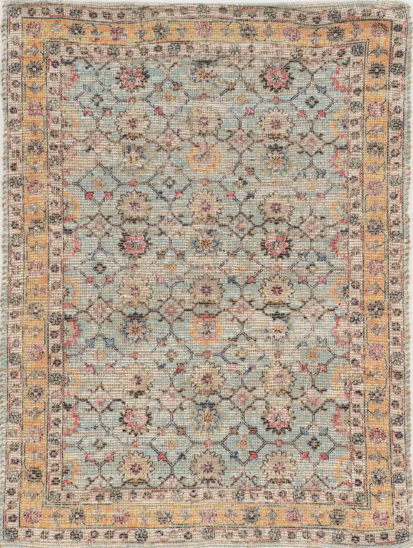Spa Green Hand Woven Floral Indoor Area Rug Photo 2