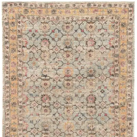 Blue And Beige Jute Floral Hand Woven Area Rug Photo 6