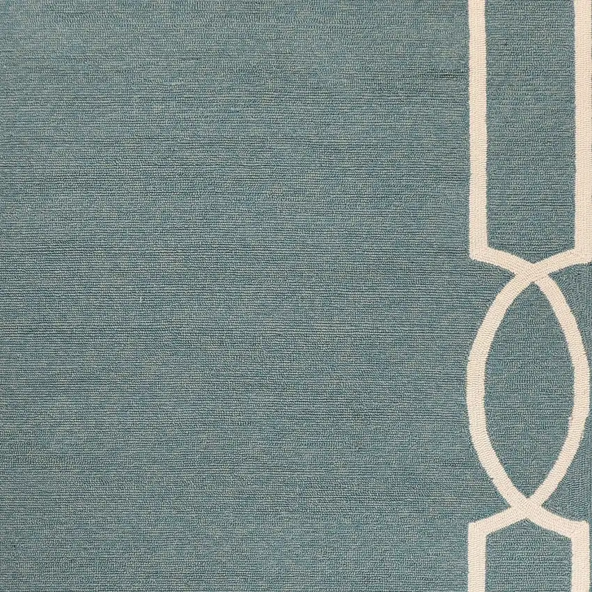 Blue and Ivory Hand Hooked Area Rug Photo 4
