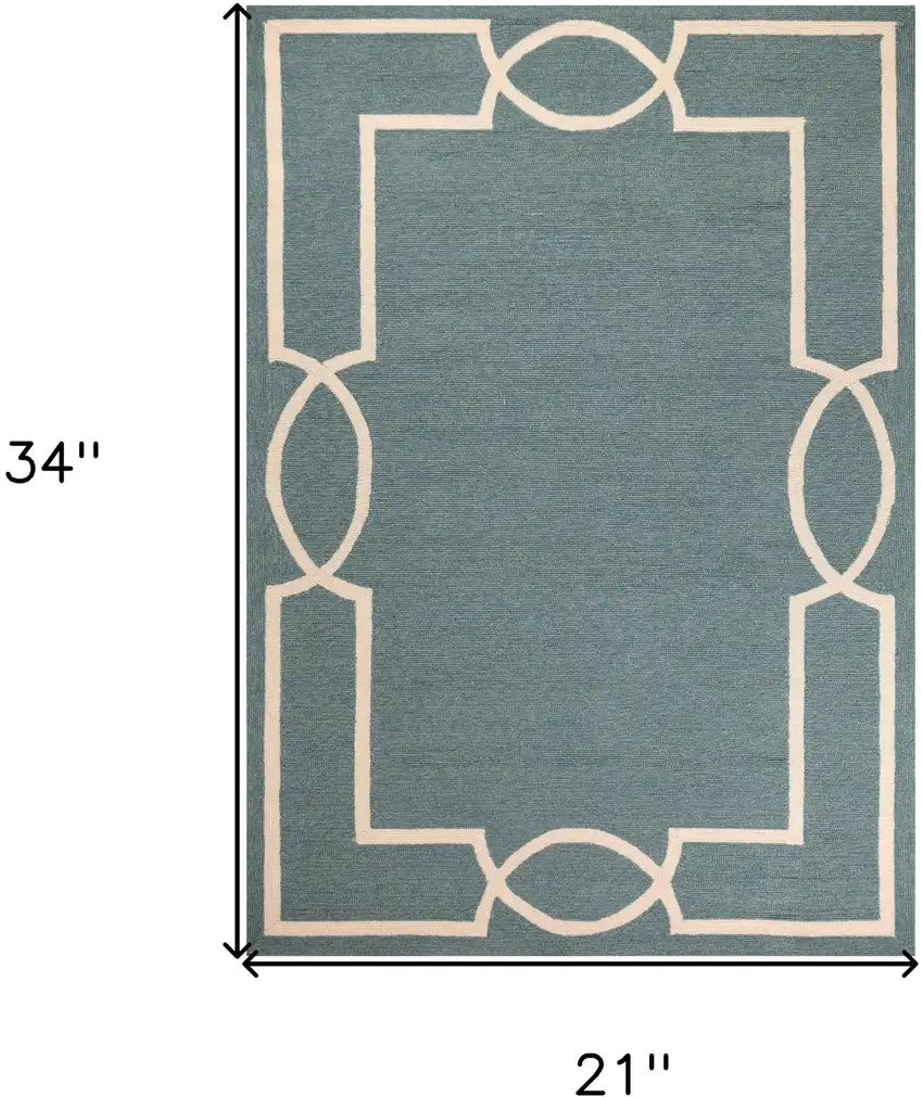 Blue and Ivory Hand Hooked Area Rug Photo 3