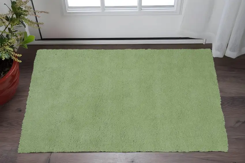 Green Shag Hand Woven Area Rug Photo 1