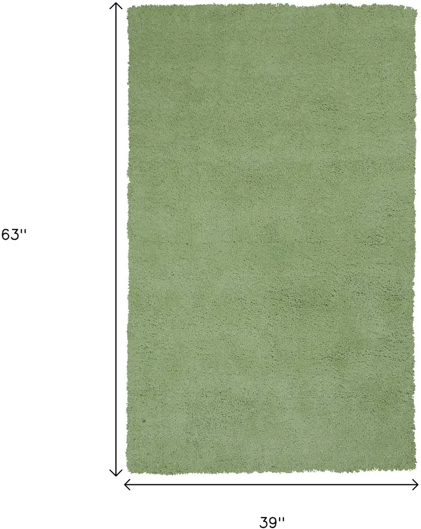 Green Shag Hand Woven Area Rug Photo 3