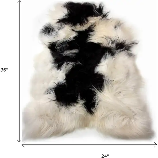 Black and White Spotted Sheepskin Handmade Area Rug Photo 5