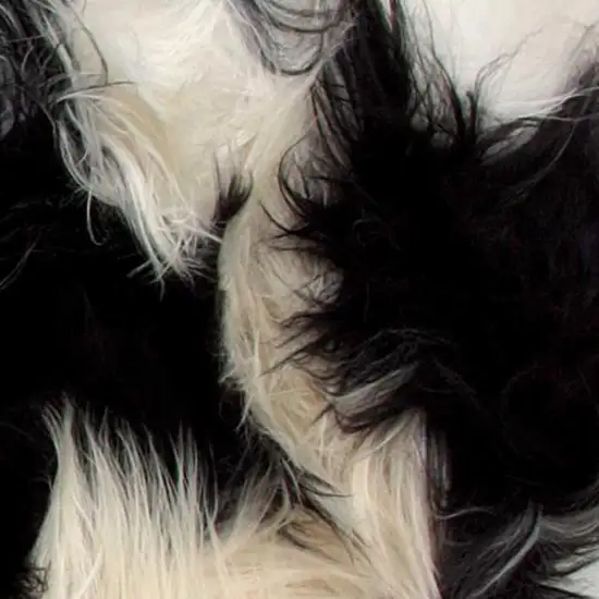 Black and White Spotted Sheepskin Handmade Area Rug Photo 3