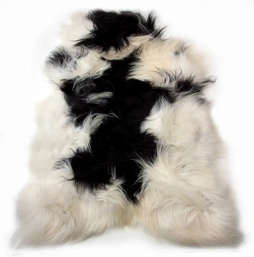 Black and White Spotted Sheepskin Handmade Area Rug Photo 1