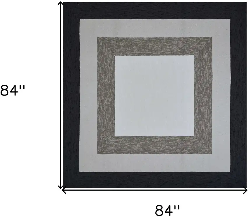 7' Square   Uv Treated Polypropylene Charcoal Area Rug Photo 3
