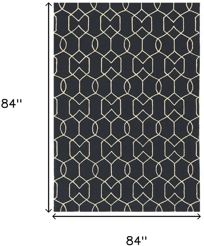 7' Square Uv Treated Polypropylene Navy Area Rug Photo 3