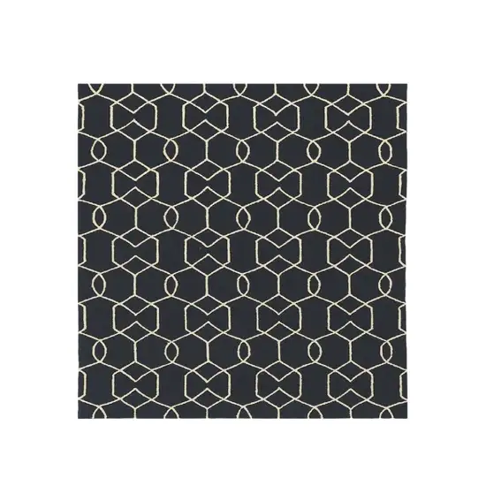 Navy Blue Hand Hooked Area Rug Photo 6