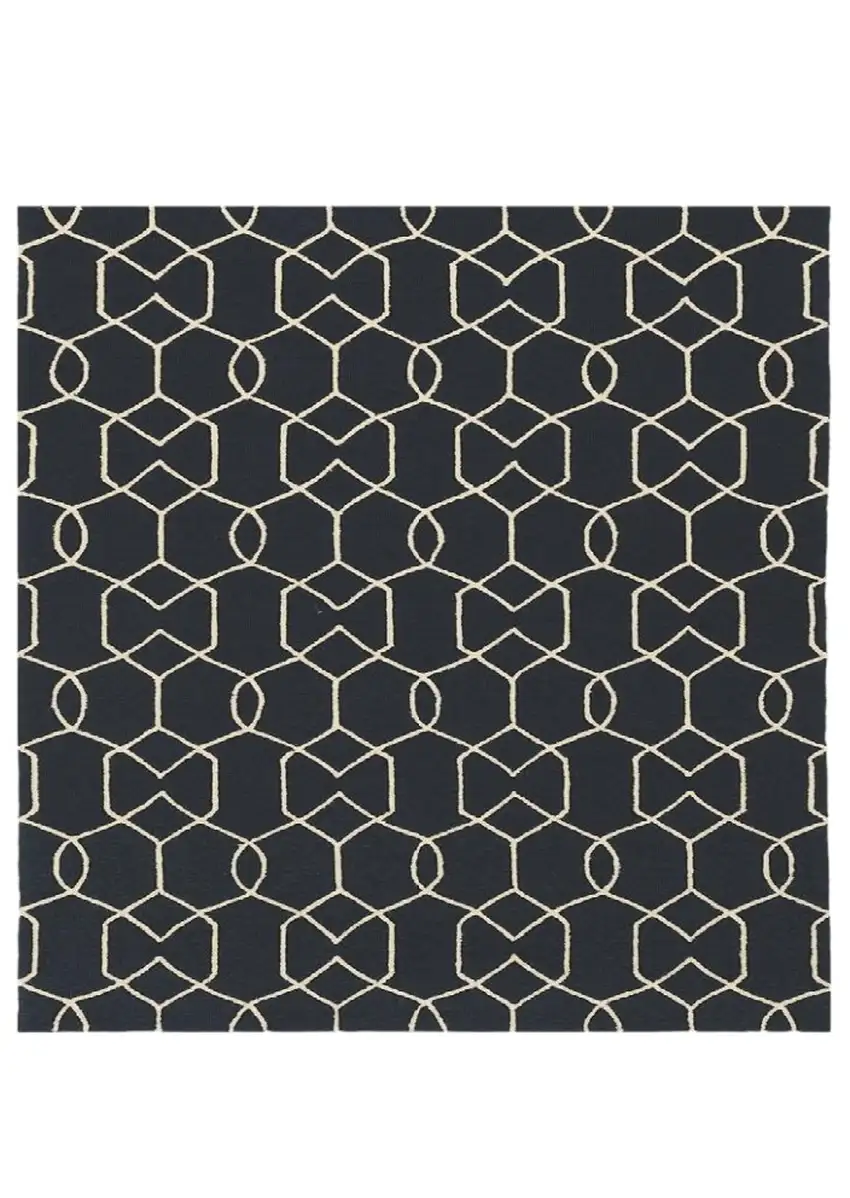 Navy Blue Hand Hooked Area Rug Photo 6