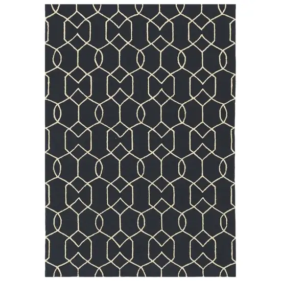 Navy Blue Hand Hooked Area Rug Photo 2