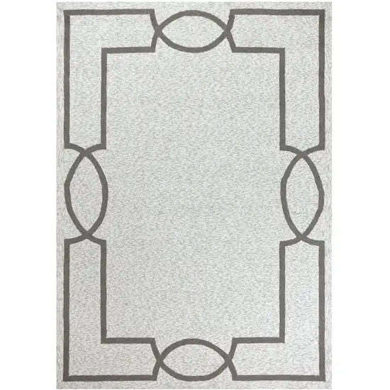 Oatmeal Ivory Geometric Hand Hooked Area Rug Photo 2