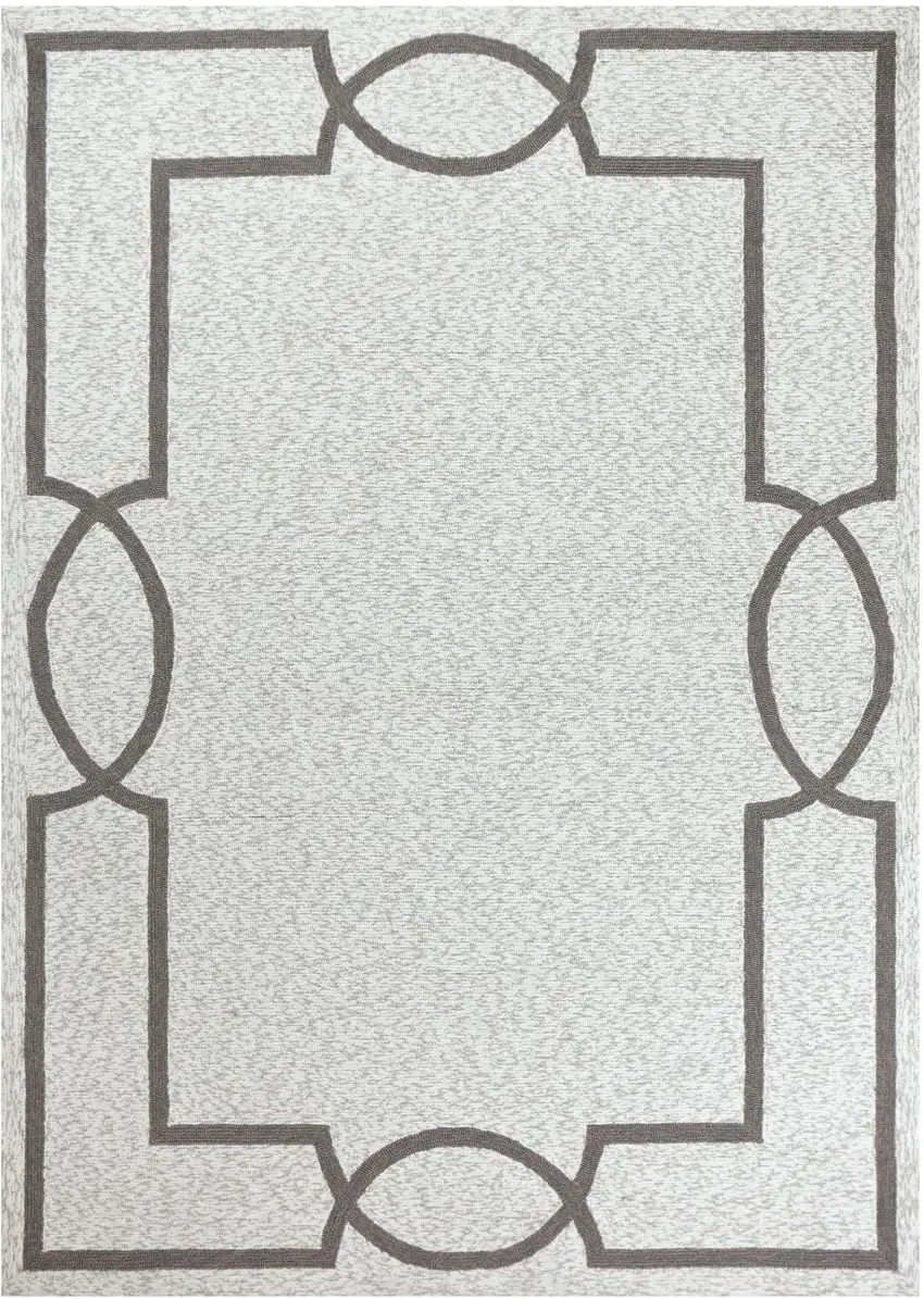 Oatmeal Ivory Geometric Hand Hooked Area Rug Photo 2