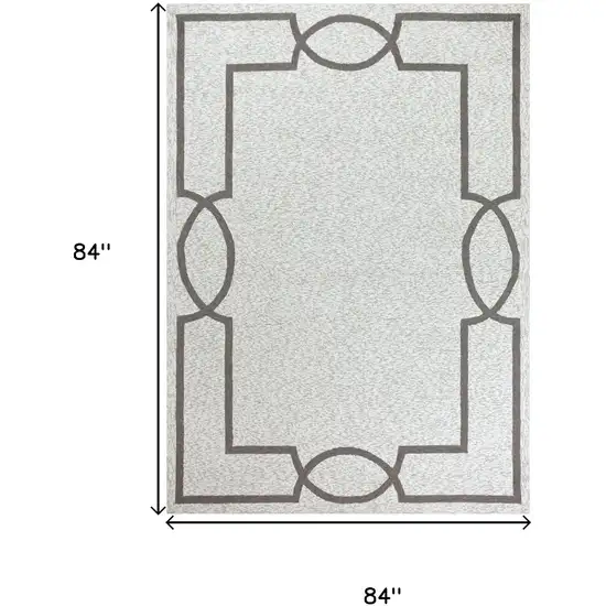 Oatmeal Ivory Geometric Hand Hooked Area Rug Photo 3