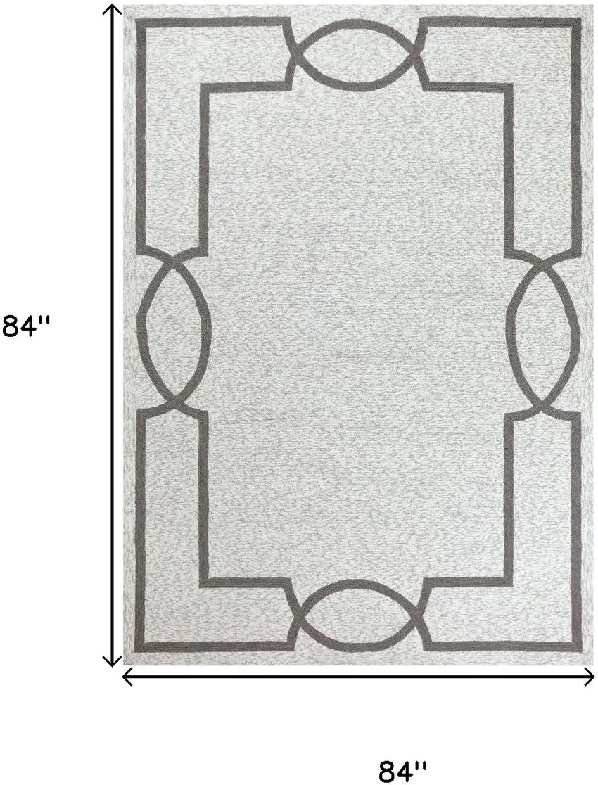 Oatmeal Ivory Geometric Hand Hooked Area Rug Photo 3