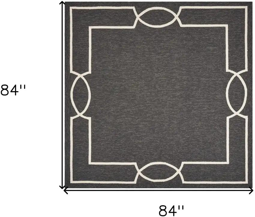 Black Geometric Hand Hooked Area Rug Photo 3