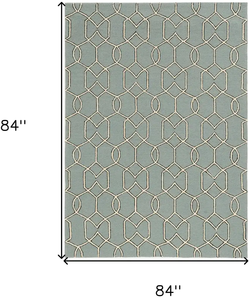 Green and Ivory Hand Hooked Area Rug Photo 3