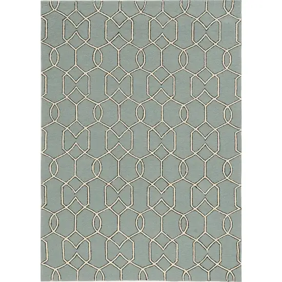 Green and Ivory Hand Hooked Area Rug Photo 2