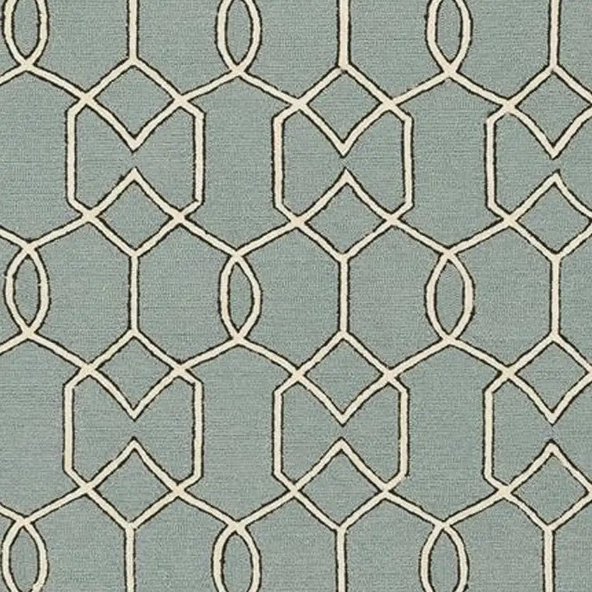 Green and Ivory Hand Hooked Area Rug Photo 5