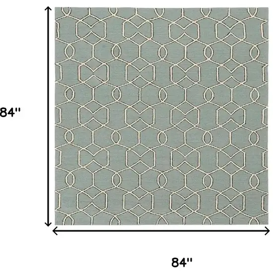 Green and Ivory Hand Hooked Area Rug Photo 8