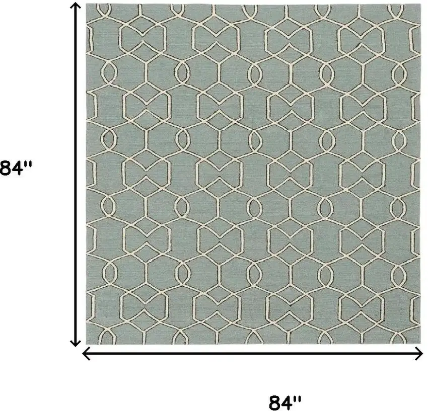 Green and Ivory Hand Hooked Area Rug Photo 8