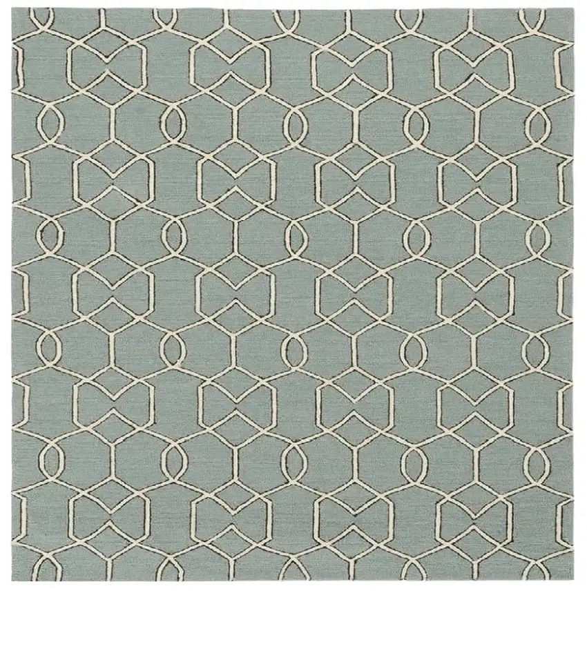 Green and Ivory Hand Hooked Area Rug Photo 1