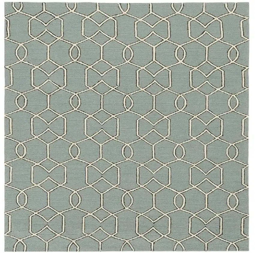 Green and Ivory Hand Hooked Area Rug Photo 4